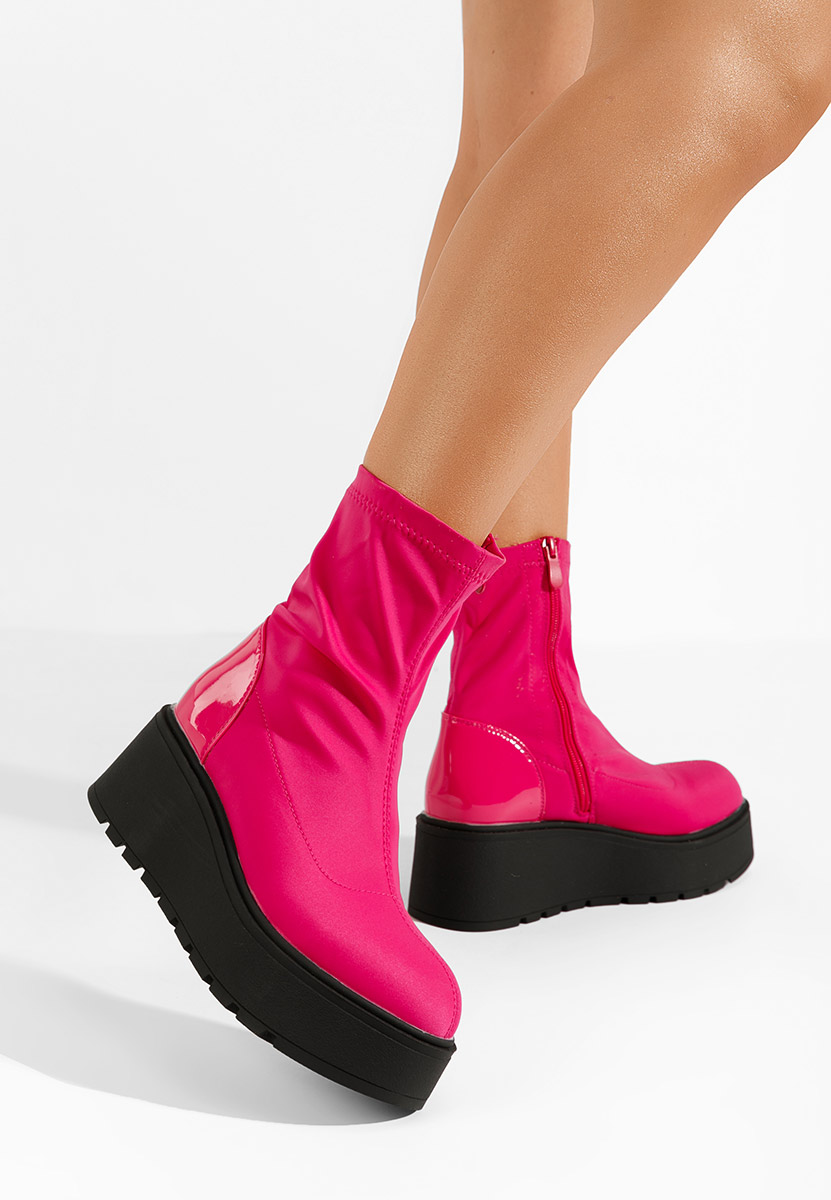 Bottines à plateforme fuchsia Hannah