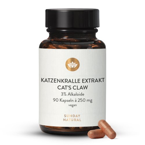 Sunday Natural Products  Katzenkralle (Cat’s Claw) 250 mg Extrakt Kapseln