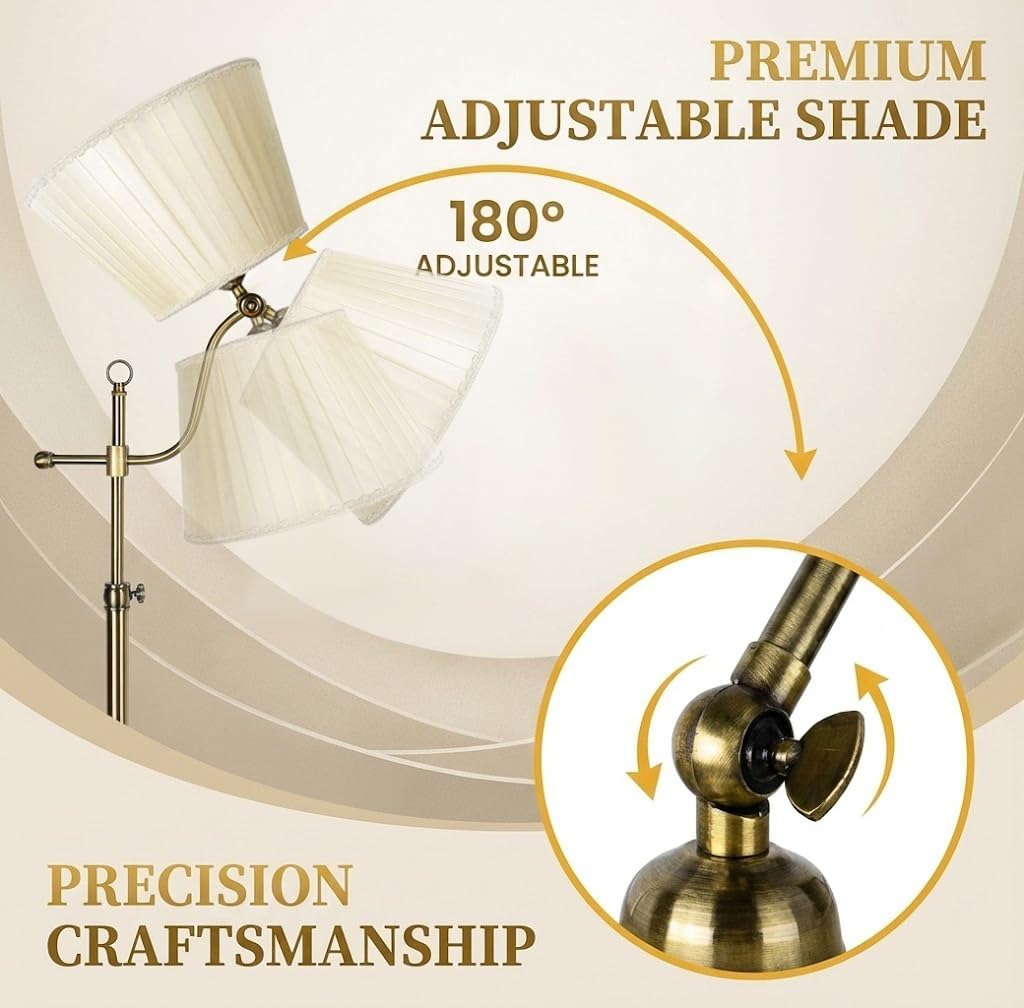 Stehlampe Wohnzimmer Vintage Stehlampe mit Fernbedienung, 12W LED Retro Stehleuchte Dimmbar mit Schirm aus Stoff, E27 Fassung, für Schlafzimmer Arbeitszimmer, Bronze