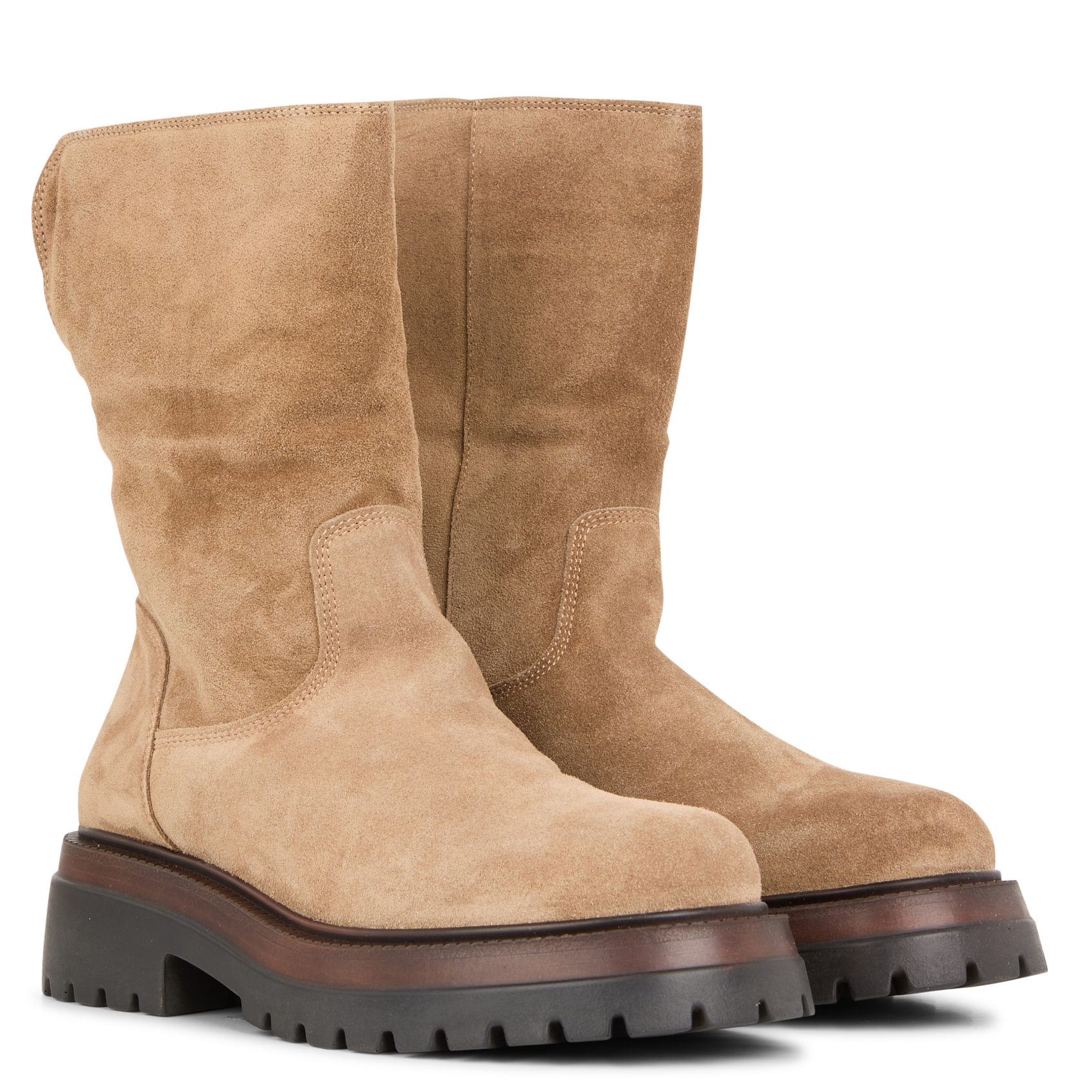 FLYNN - Bottines crantées en cuir velours | Marron