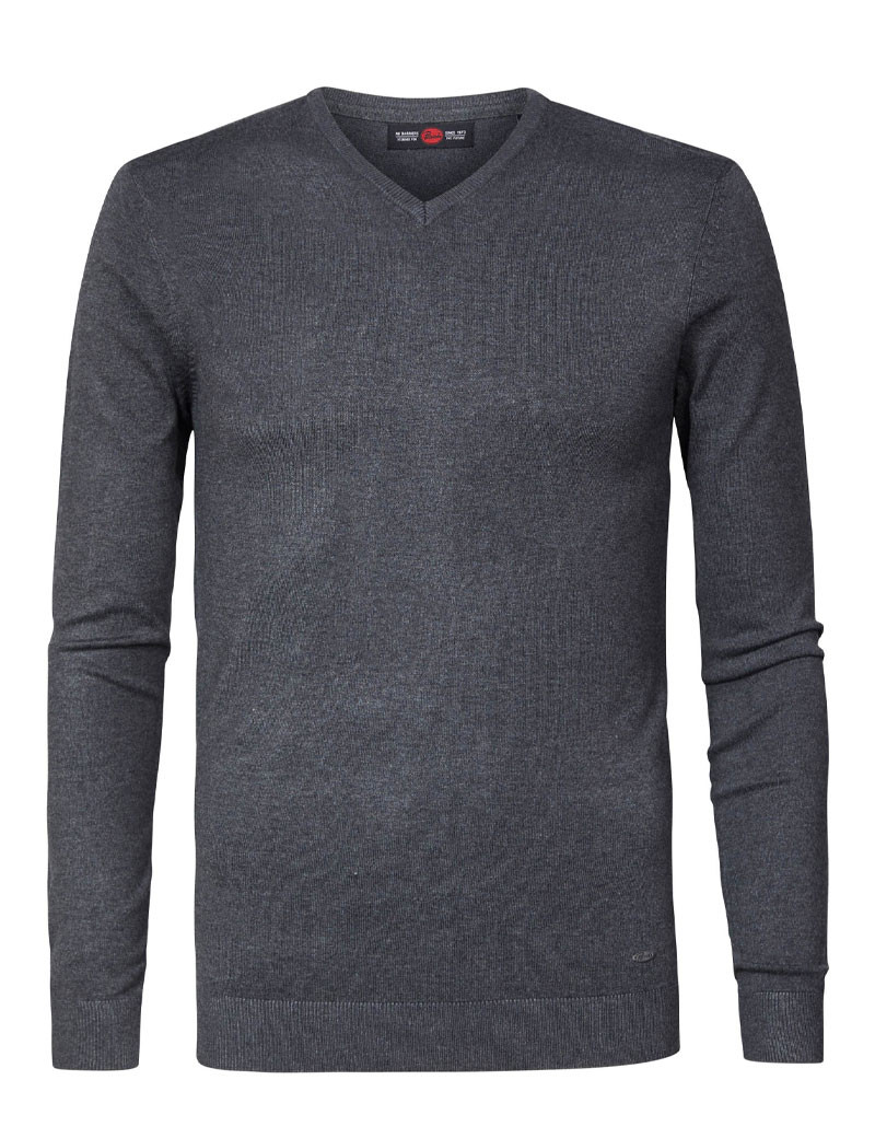 PETROL IND PULL HOMME EN MAILLE COL V ANTHRACITE