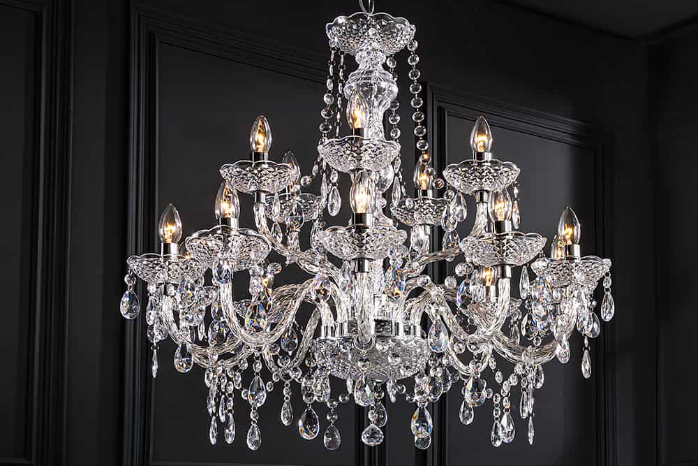 Design Kronleuchter CRYSTAL XL 80cm klar Acryl 15-armig Lüster