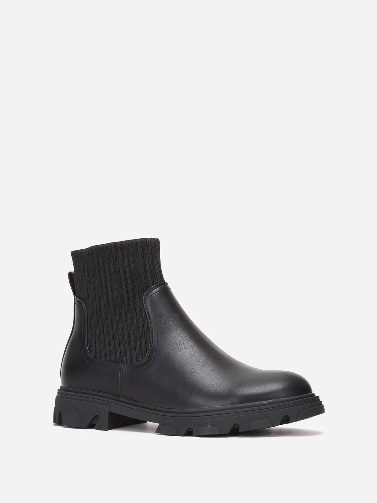 Bottines chelsea chaussettes grandes tailles- Noir
