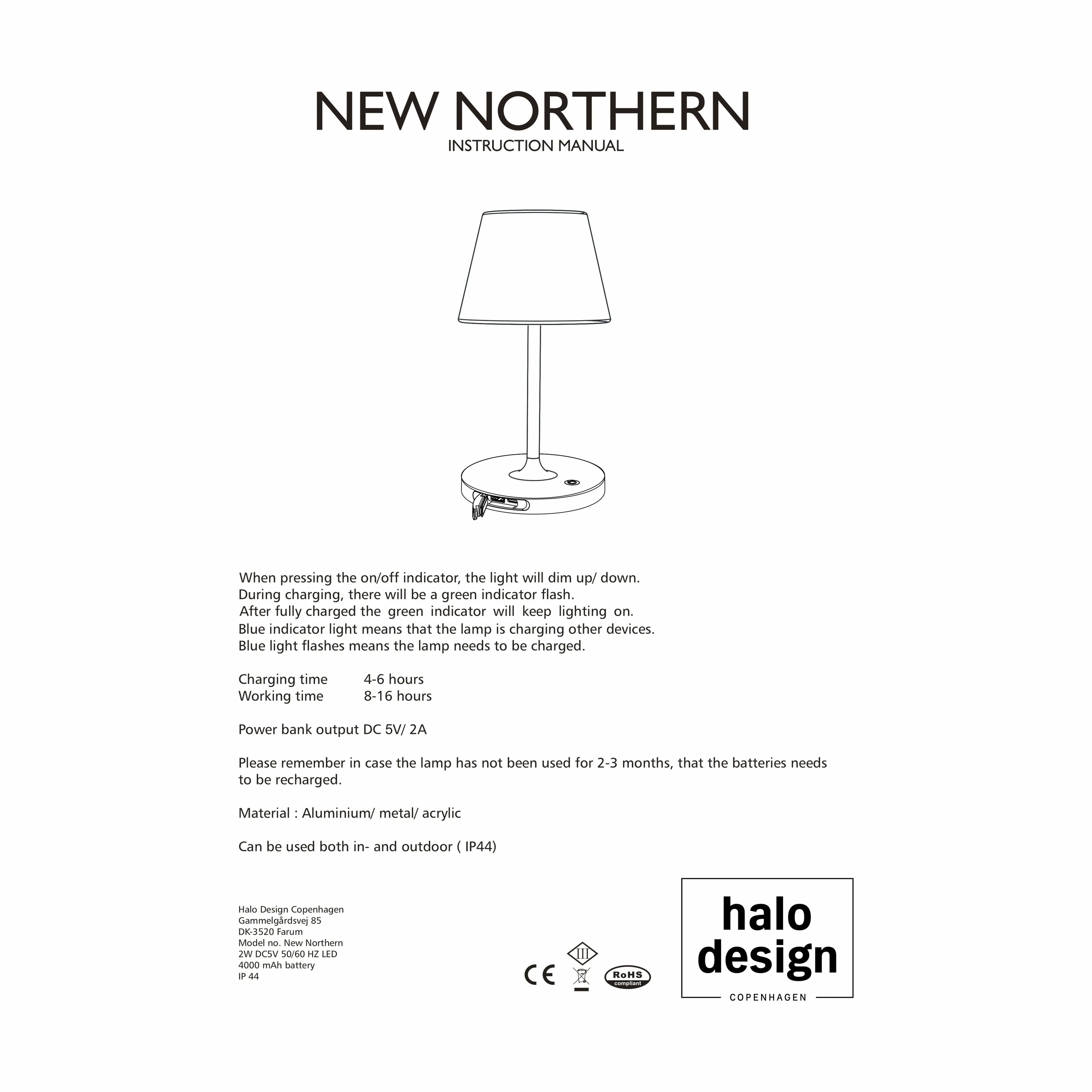 Halo Design New Northern Bordlampe