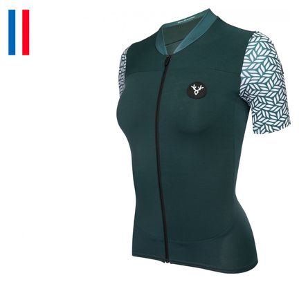 Maillot Manches Courtes Femme LeBram Aspin Vert Agave Coupe Ajustée