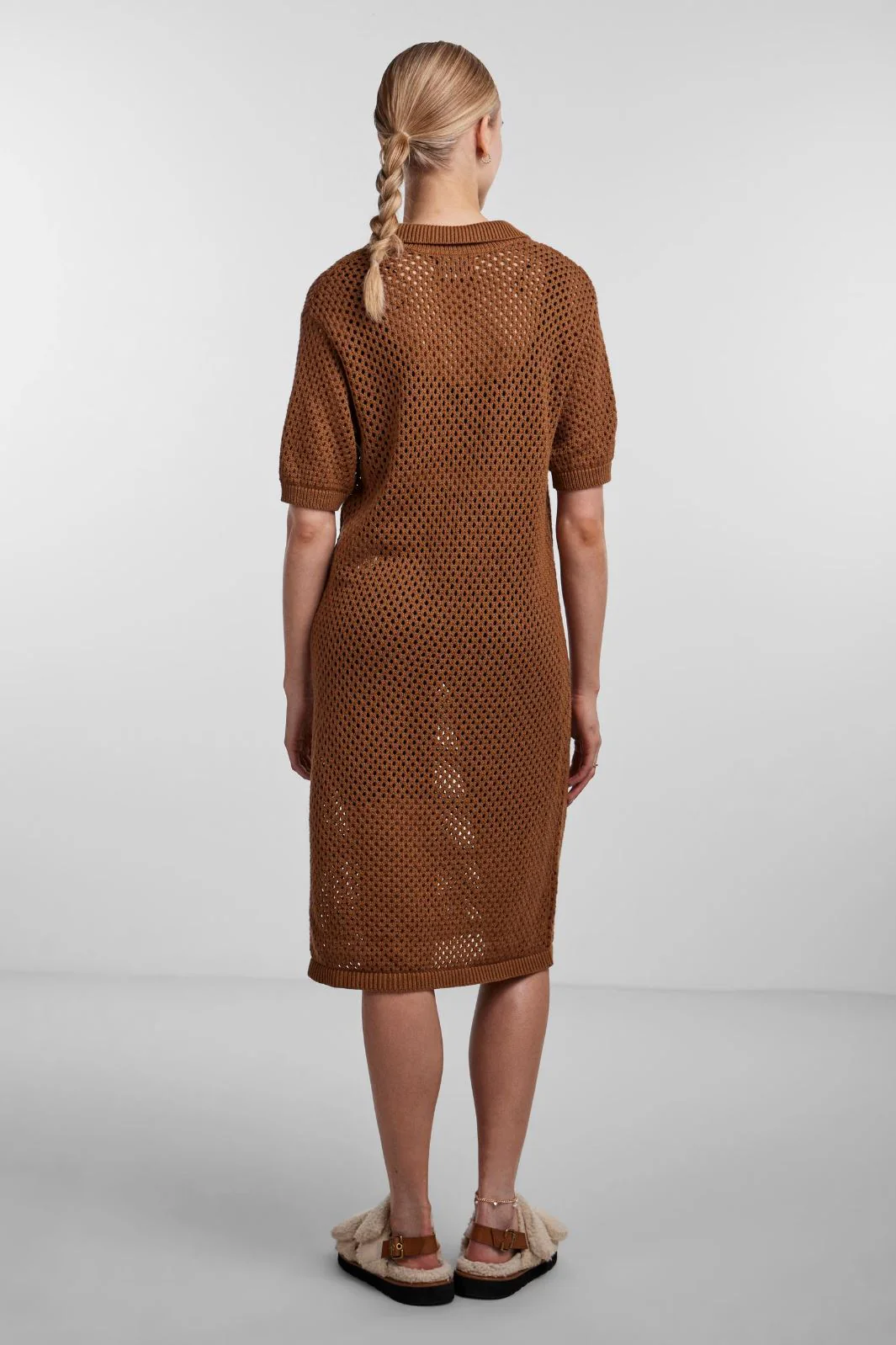 Pieces Pclaya 2/4 Below Knee Polo Knit Dress