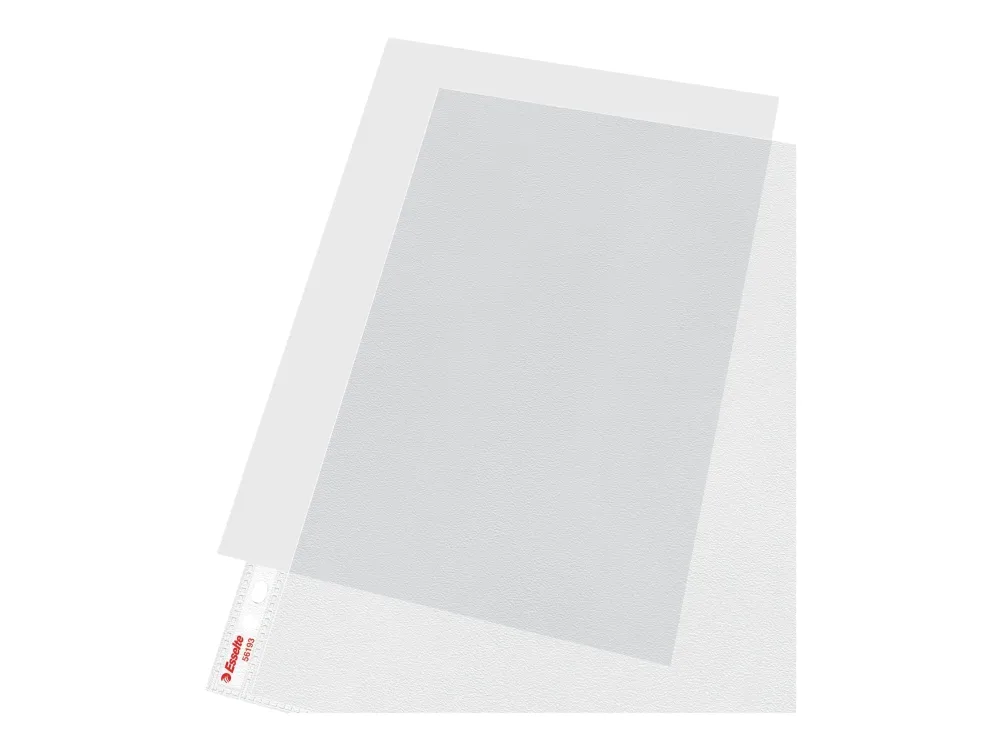 Plastlommer A4 Esselte 0,115 mm åben top/venstre præget - (100 stk.)