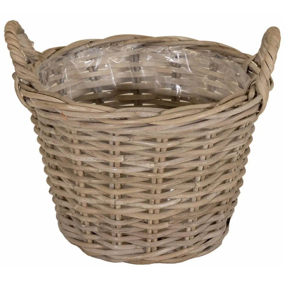 Mega Collections Plantenmand - rotan - naturel - D20 x H16 cm