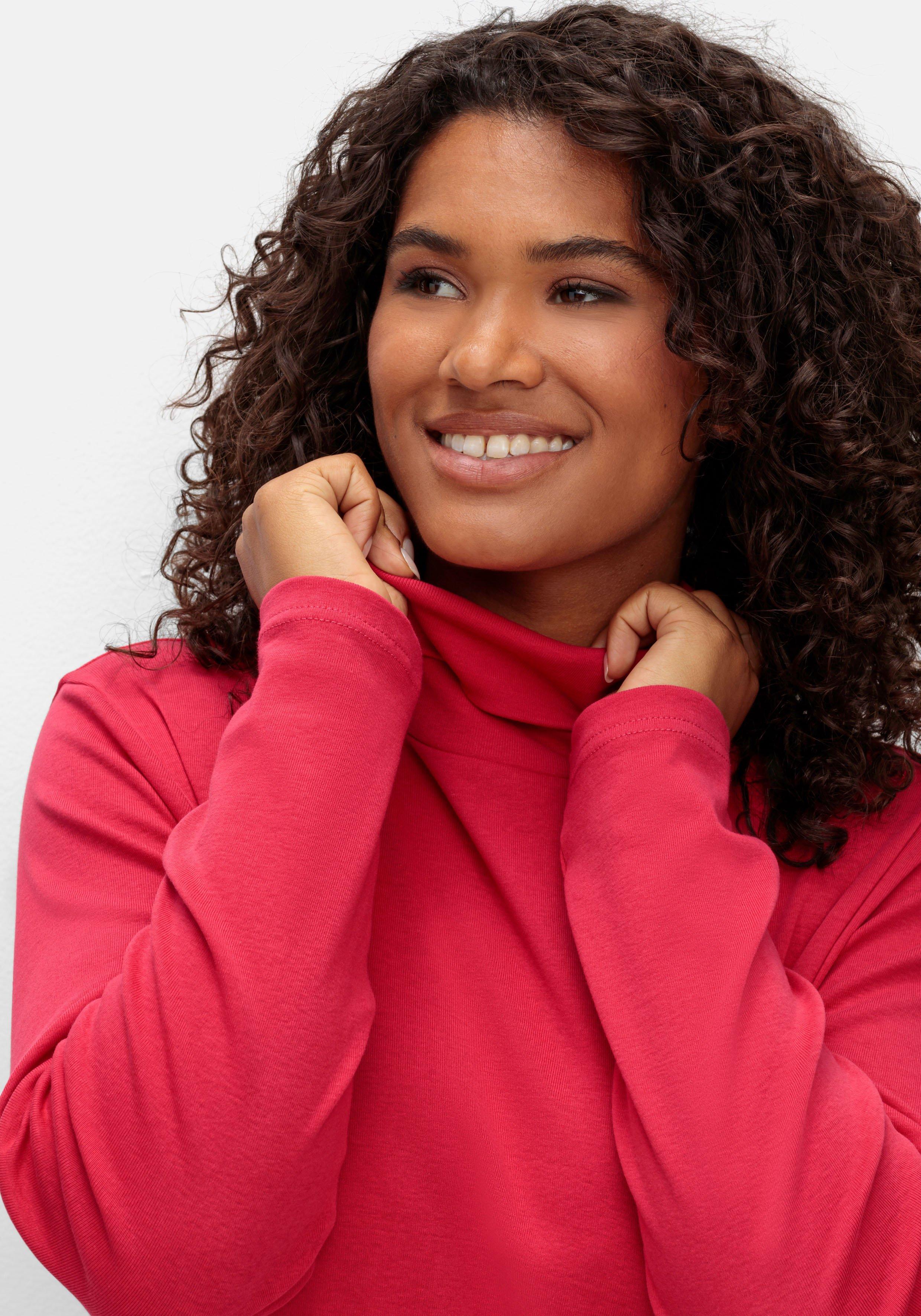 Langarmshirt mit Rollkragen, in A-Linie