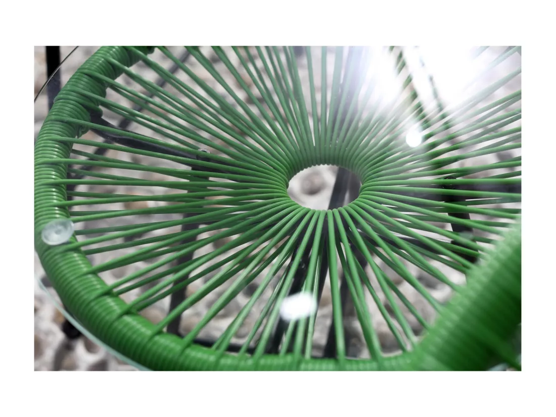 Salon de jardin 2 fauteuils oeuf + table basse vert ACAPULCO