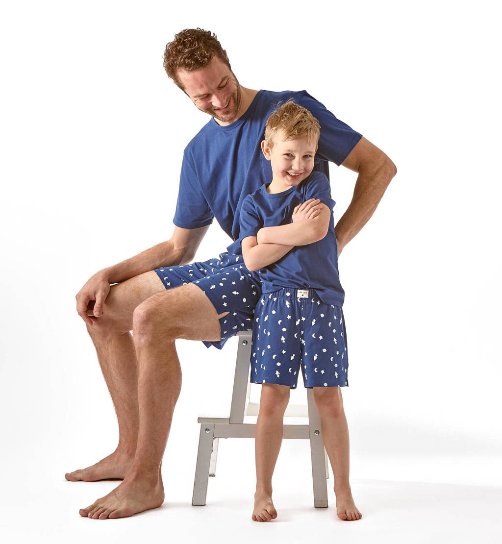 Little Label shortama met all over print van katoen donkerblauw