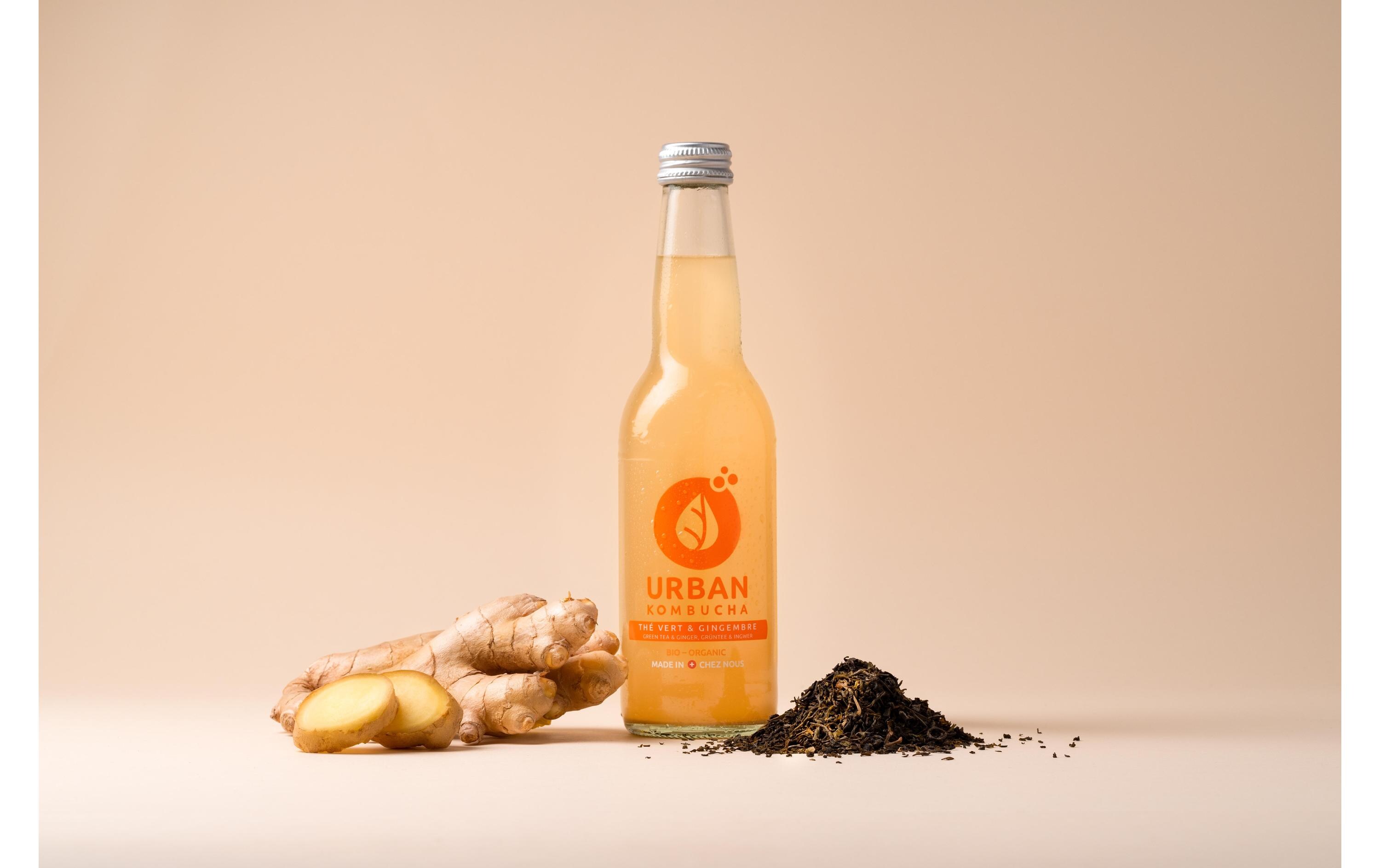 Bio Kombucha Grüntee & Ingwer 0.33 lDer Bio Craft-Kombucha aus der Schweiz