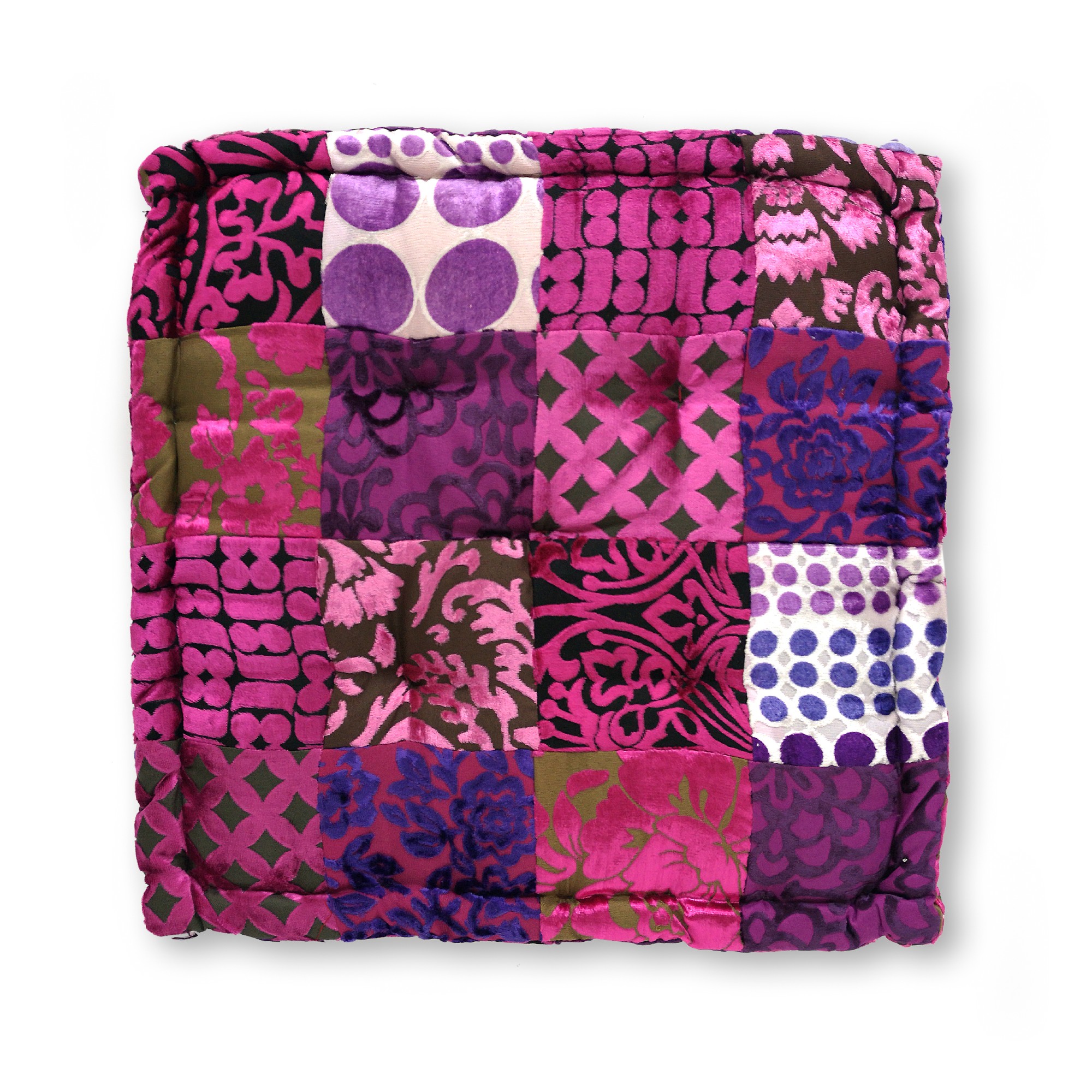 Sitzkissen Patchwork, pink, T 45 cm, B 45 cm, H 10 cm von fischer's lagerhaus