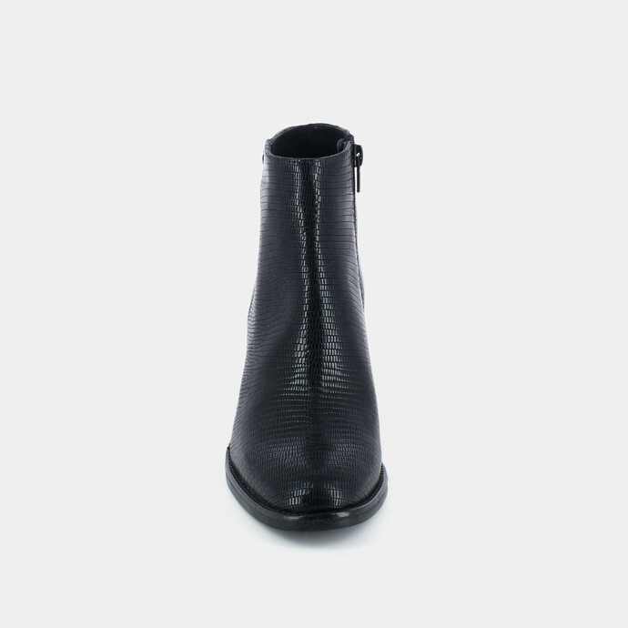 Bottines à talon  en cuir reptile noir