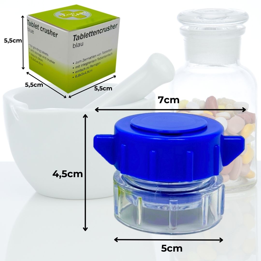 LisaCare Tabletten Mörser 5cm x 4,5cm PillenCrusher - Blau