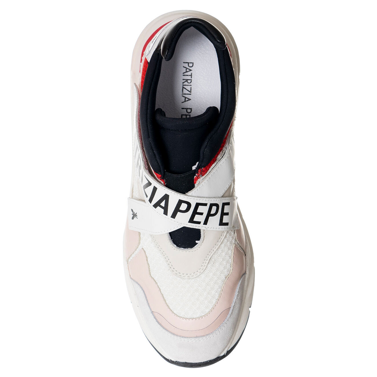 Patrizia Pepe Baskets en Cuir Crosta blanc/rouge