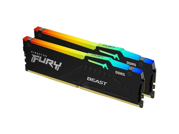 Kingston FURY Beast RGB - DDR5 - sæt - 32 GB: 2 x 16 GB - DIMM 288-PIN - 6000 MHz / PC5-48000 - CL30 - 1.4 V - ikke bufferet - on-die ECC - sort