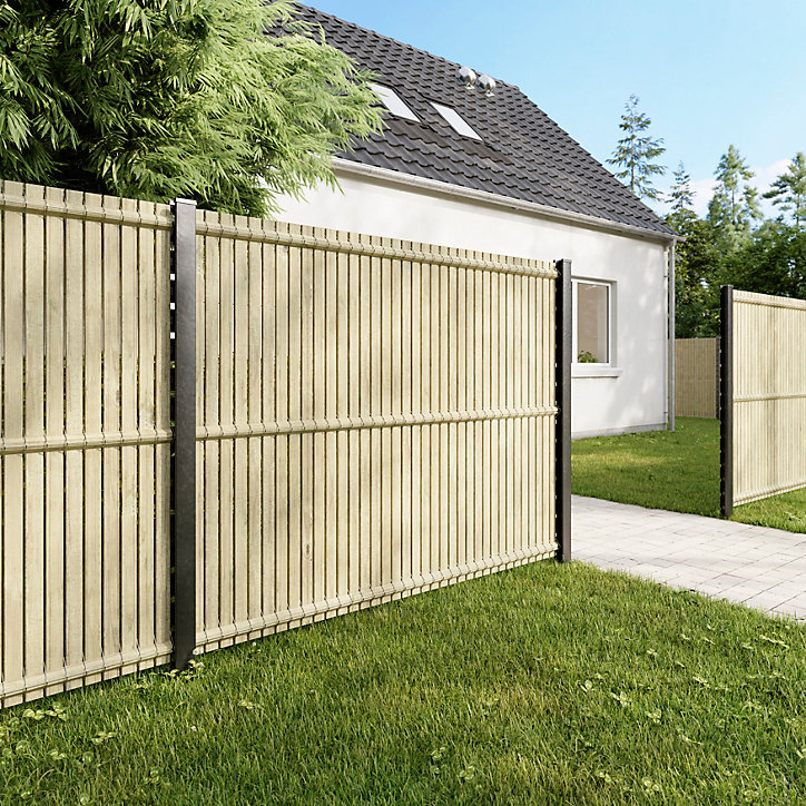 Panneau de clôture grillagée Blooma Louga gris 200 x h.153 cm