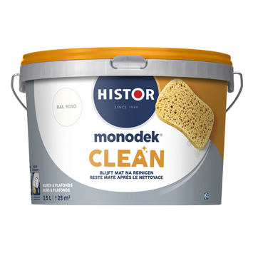 Histor Monodek Clean muurverf RAL 9010 gebroken wit 2,5 liter