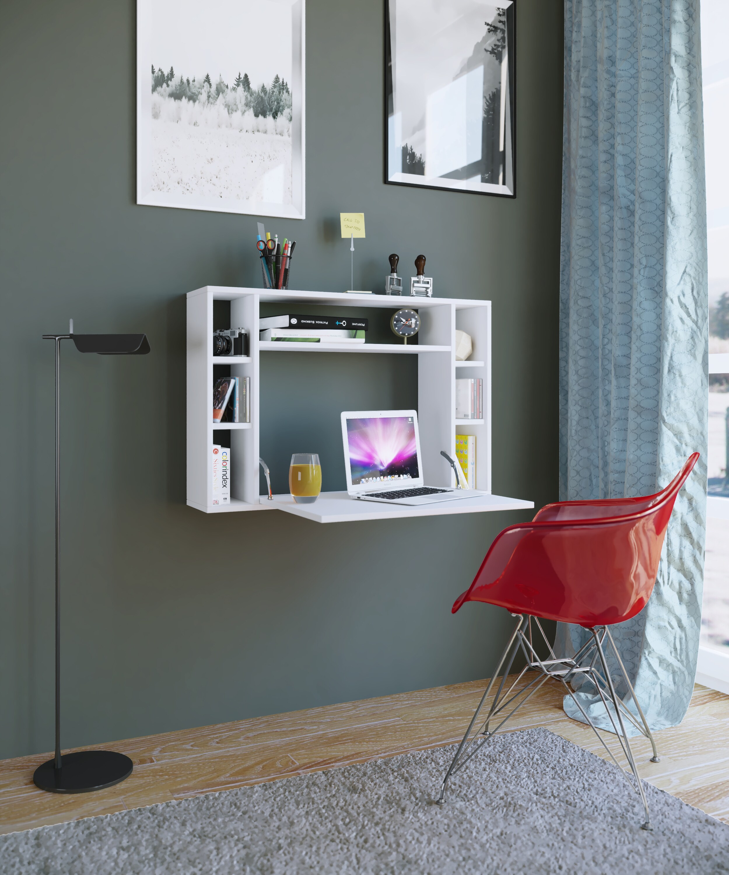 VCM Holz Hänge Klapp Schreibtisch Wandschreibtisch Computertisch Schublade Wandila