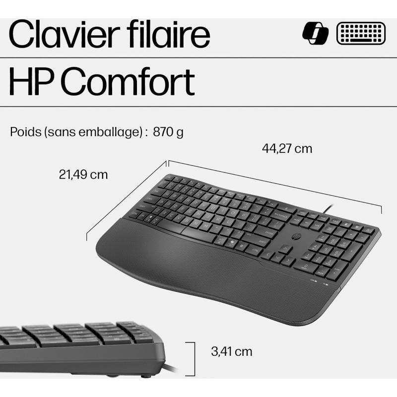 Clavier filaire ergonomique HP 485