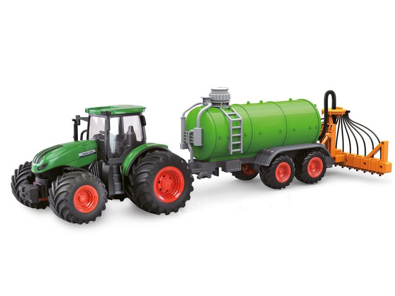 Amewi Traktor mit Güllefass, Grün 1:24, RTR Ferngesteuerter Traktor mit Licht und Sound