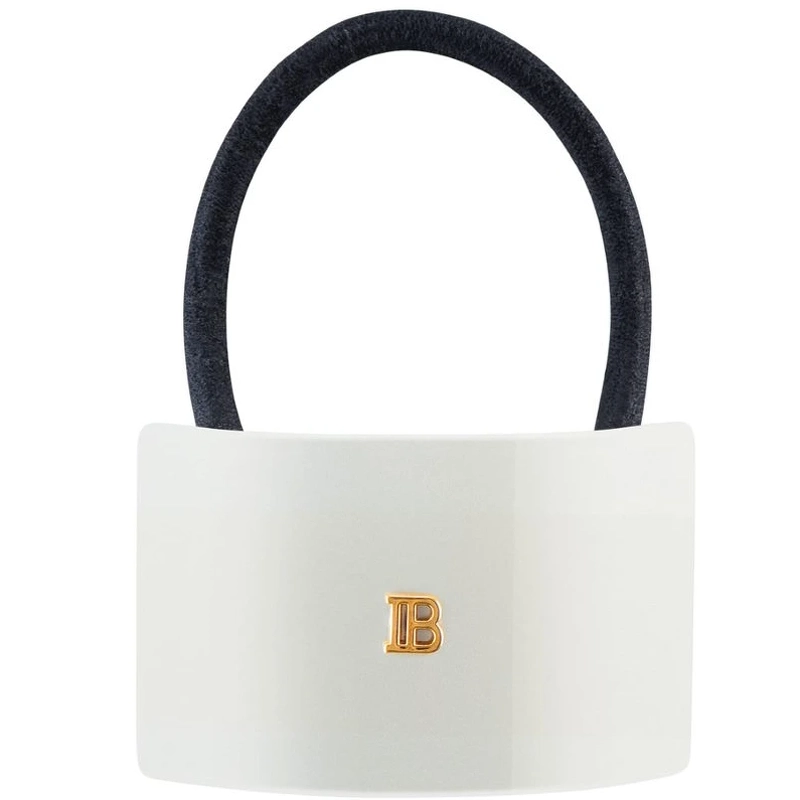 Balmain Accessories Cellulose Acetate Elastique pour Cheveux White 18k Gold