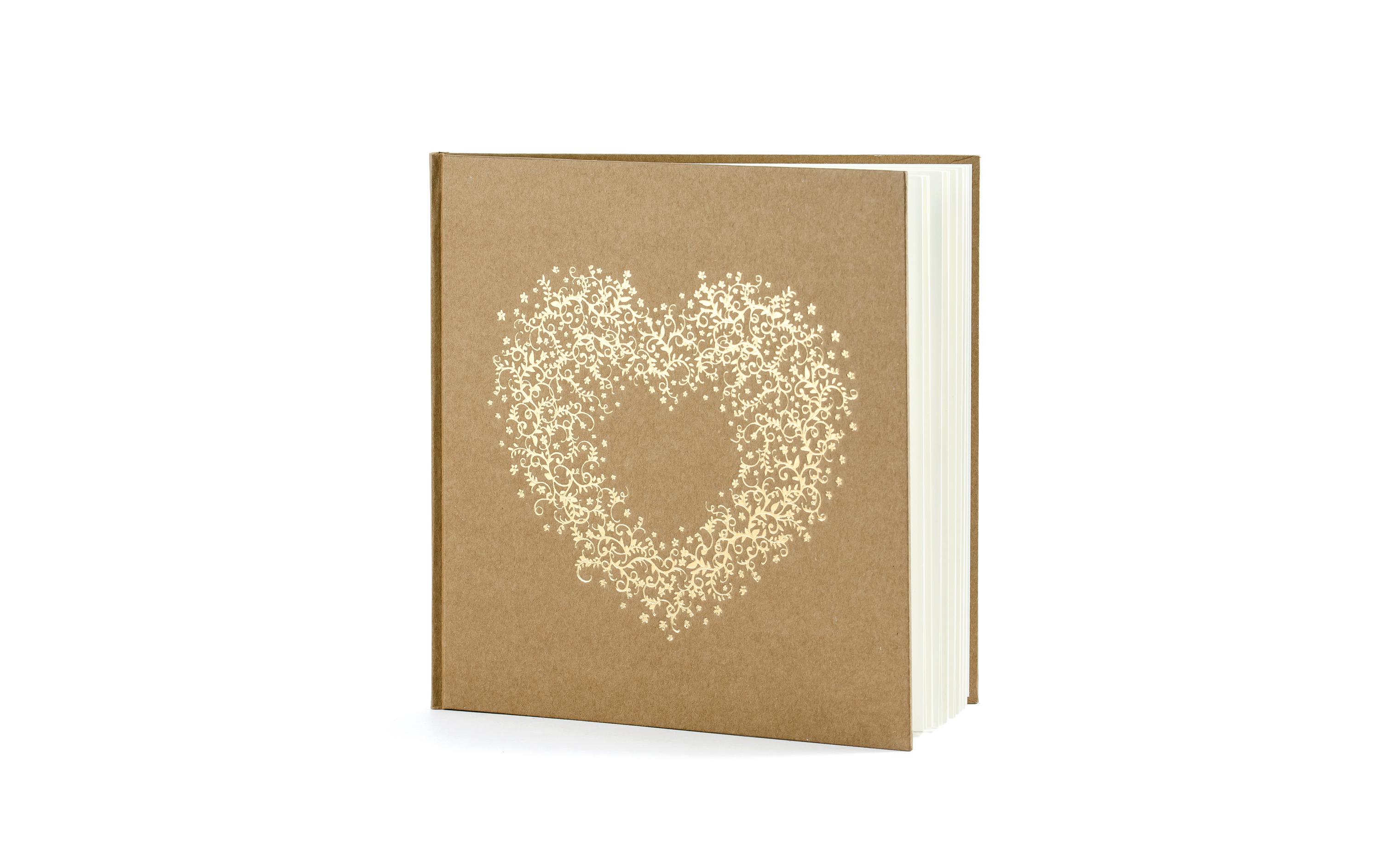 Gästebuch Herz 20.5 x 20.5 cm, Braun/GoldGuest book als Erinnerung an die Hochzeit, den Geburtstag, die Einweihungsfeier oder die Babyshower