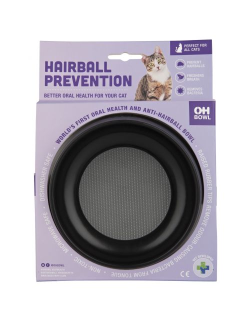 Lickimat Oh Bowl - Hairball Prevention - Oral Health - Kattenvoerbak - Ø16x5 cm Zwart
