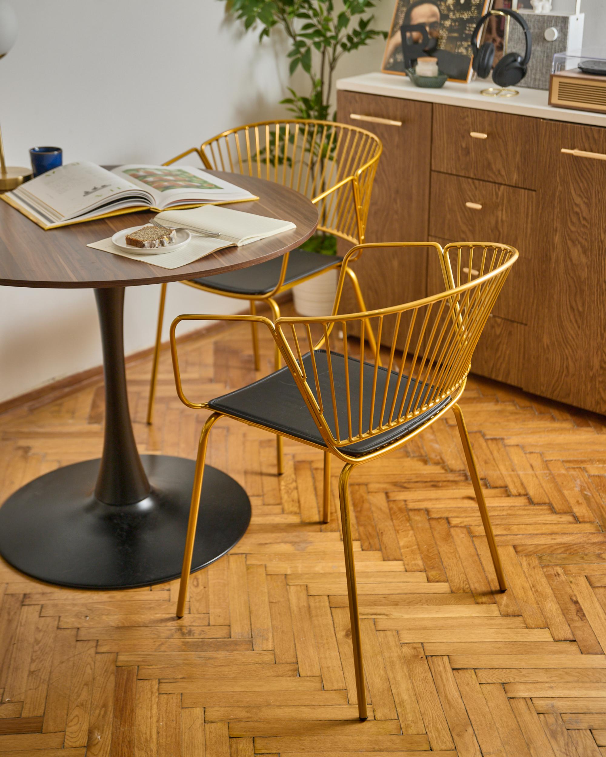 Set van 2 eetkamerstoelen RIGBY Metaal Goud