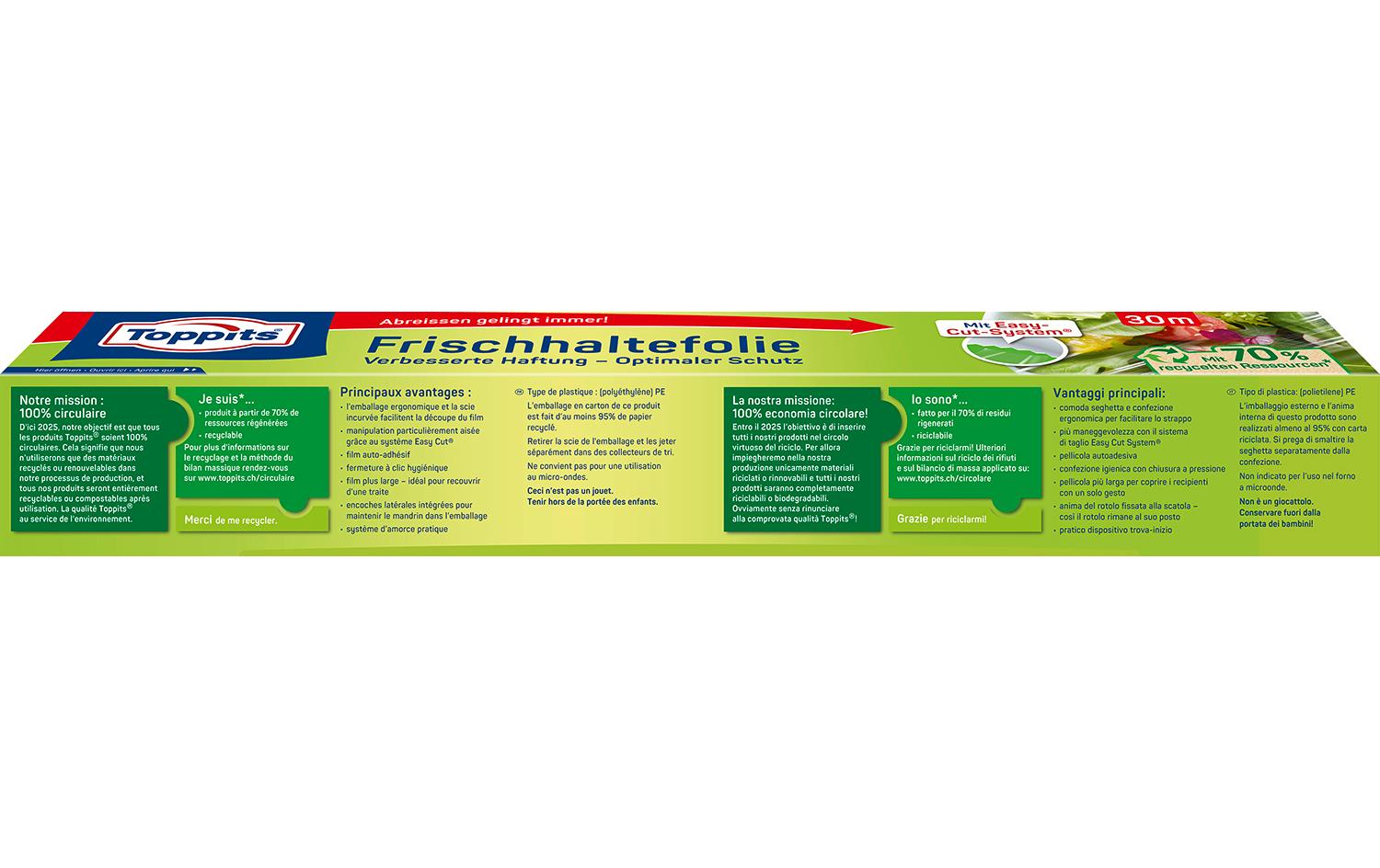 Frischhaltefolie 1 Stück, TransparentFrischhaltefolie mit integriertem Schneid-System