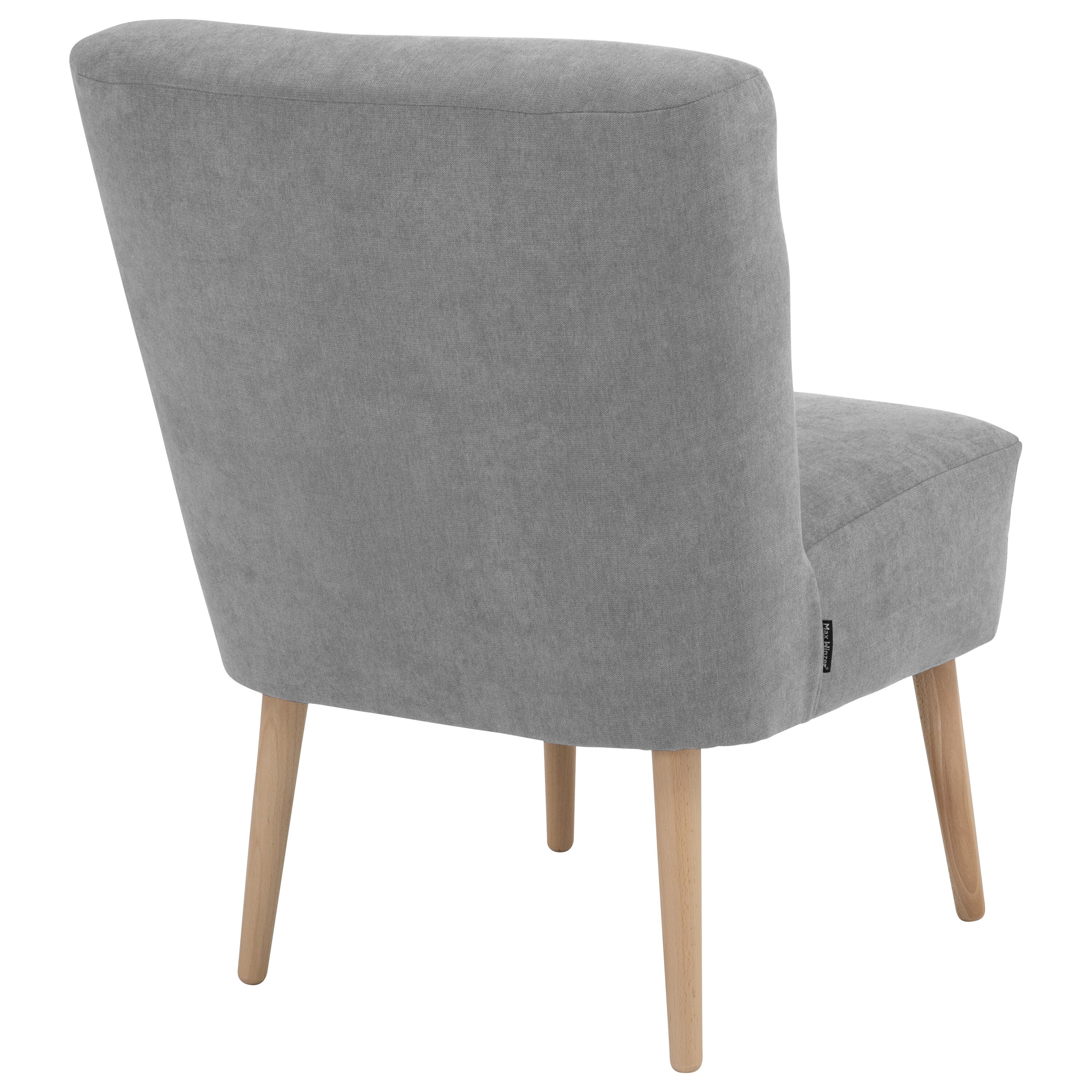 lovingHome® Sessel Fiola Velours hellgrau Polstersessel Stuhl Relaxsessel Füße Buche natur mittlere Sitzhärte