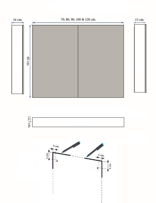 Sanicare Spiegelkast Qlassics 90 cm. 2 dubbelzijdige spiegeldeuren Belluno-eiken