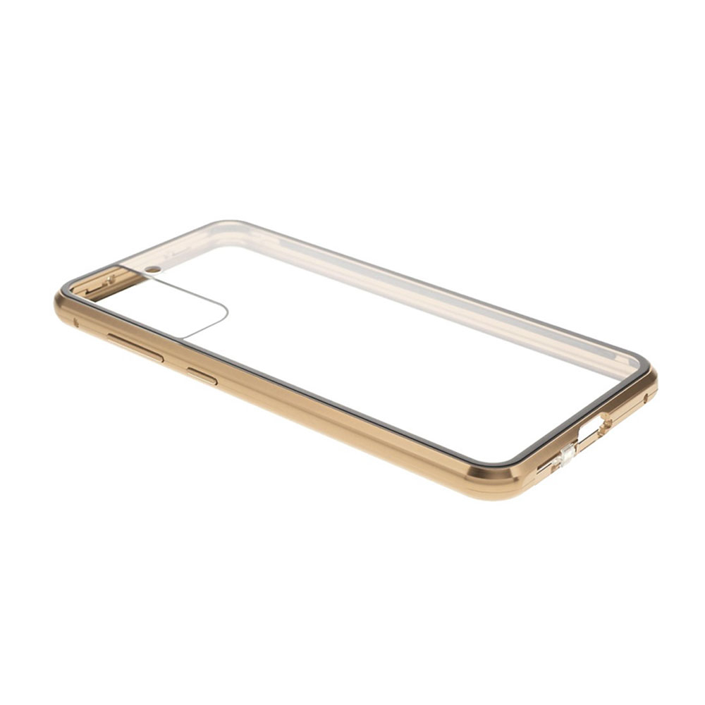 Samsung Galaxy S21 FE 5G Magnetische Alu Schutzhülle mit Panzer Glas Backcover   Displayschutz (Magnet-Technologie) - Gold