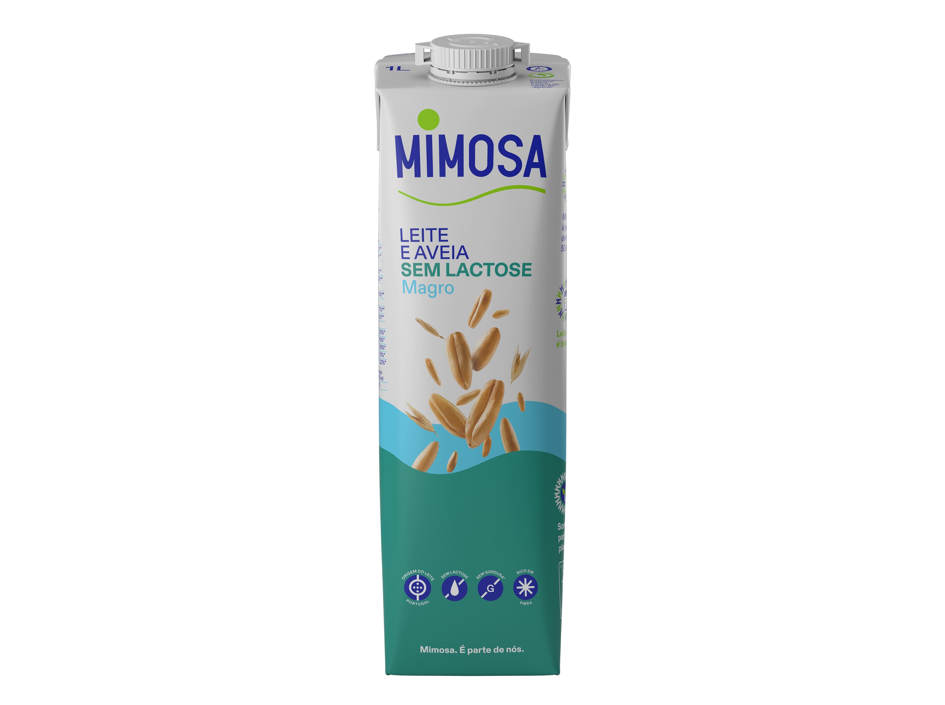 LEITE UHT MAGRO MIMOSA SEM LACTOSE COM FIBRA E AVEIA 1L