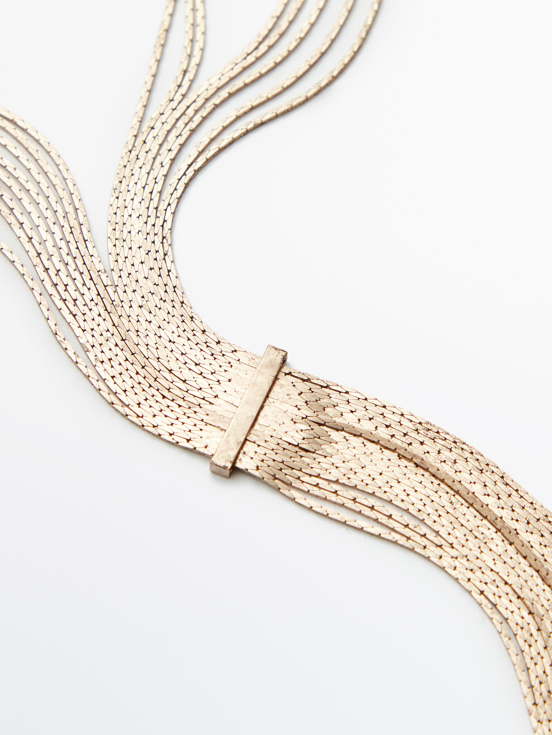 Colar longo em cascata com mini corrente banhada a ouro - DOURADO