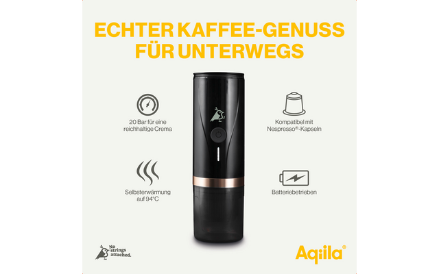 Aqiila Nespresso tragbare Espressomaschine geeignet für Kaffeekapseln und gemahlenen Kaffee