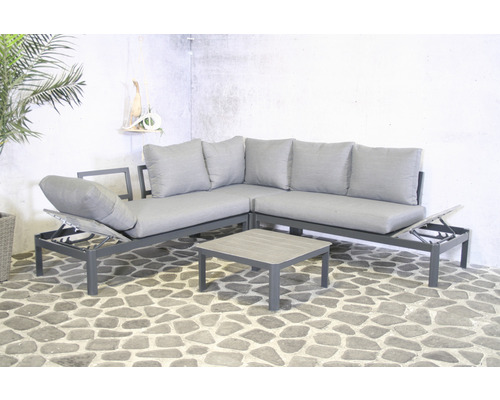 Loungeset tuin lounge lounge zitgroep Leroy aluminium 5 zits 2 delig alu