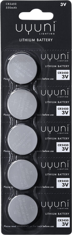 Uyuni CR2450 Battery, 3V, 550mAh - 5 pack Silver
