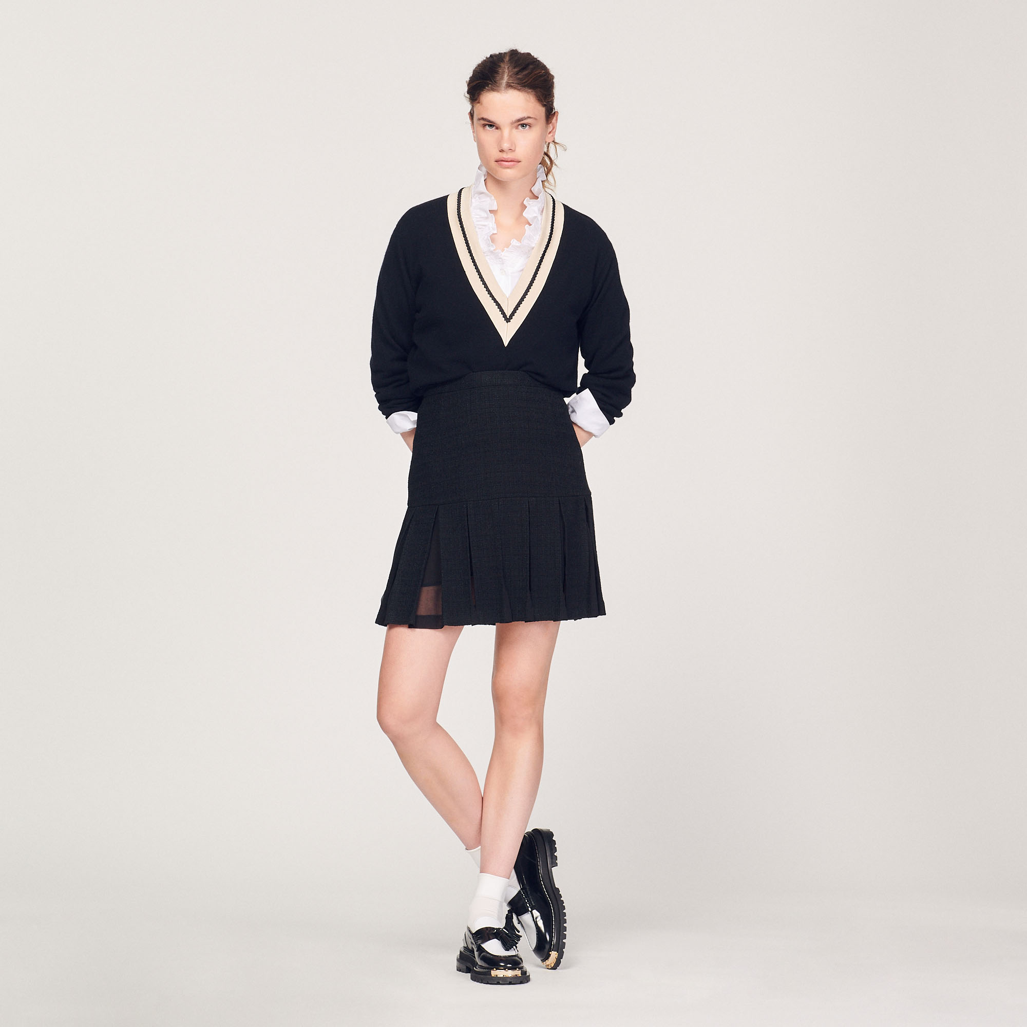 Jupe en tweed á plis