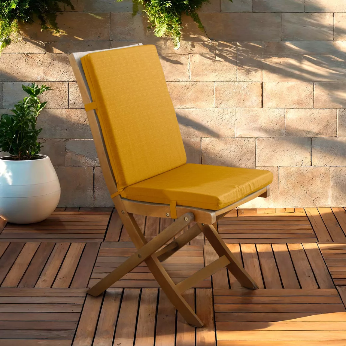 Coussin de chaise extérieur avec dossier (90 x 40 cm) Sunset Jaune moutarde