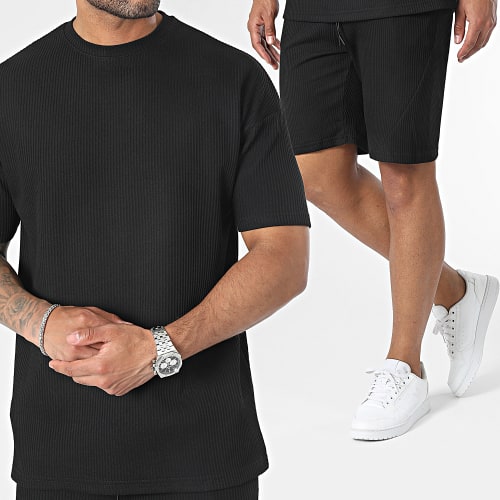 Ensemble Tee Shirt Et Short Jogging Noir
