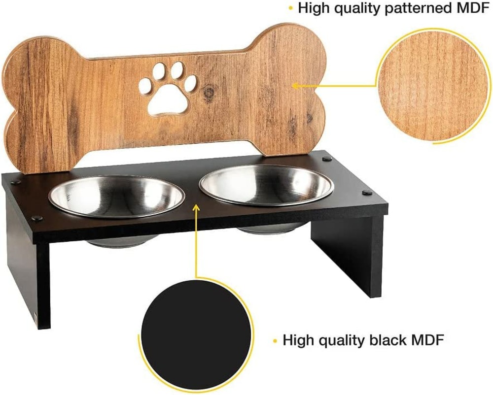 Double gamelle avec support pour chien (noir)