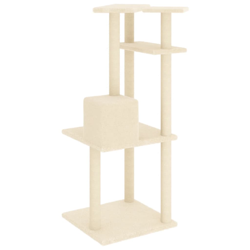 arranhador para gatos vidaXL com postes de sisal, creme, 123 cm