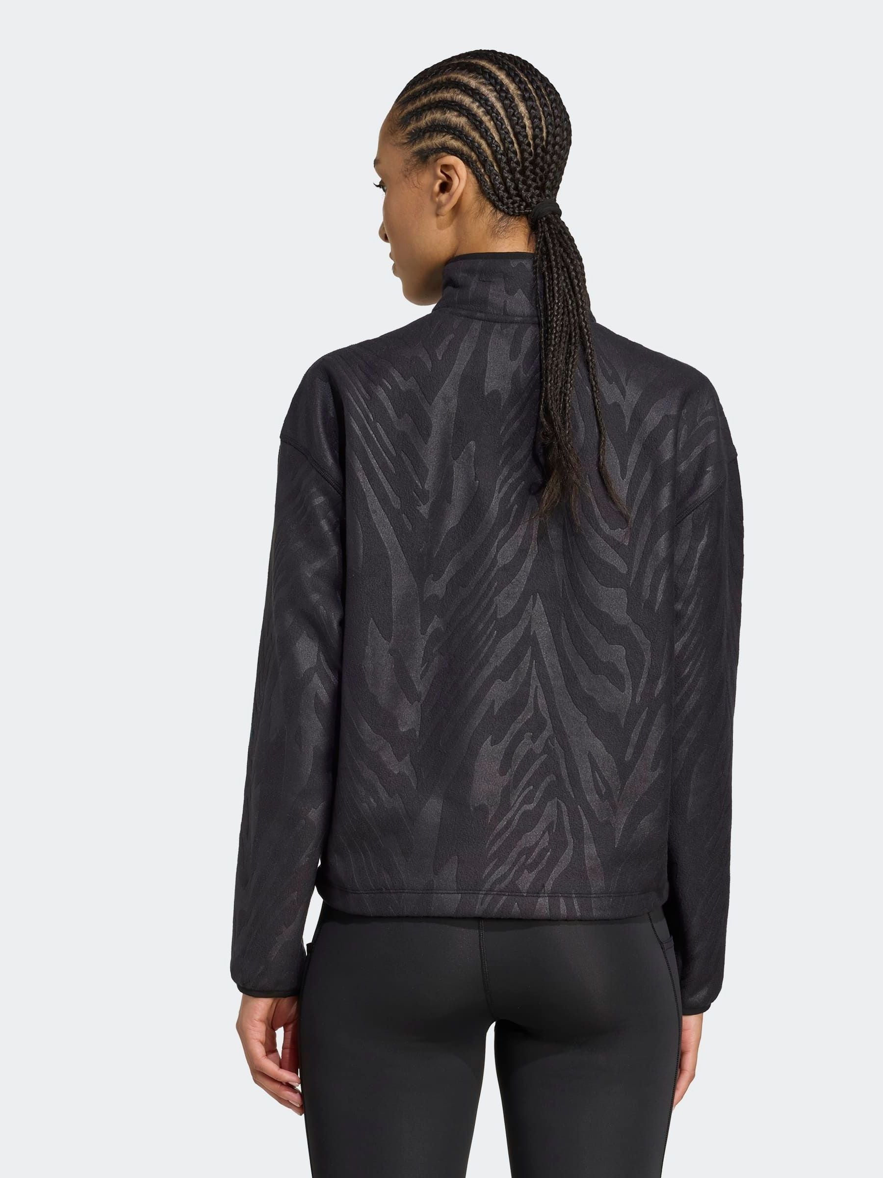 Zwart - adidas Polarfleece sweatshirt met halve rits en all-over print