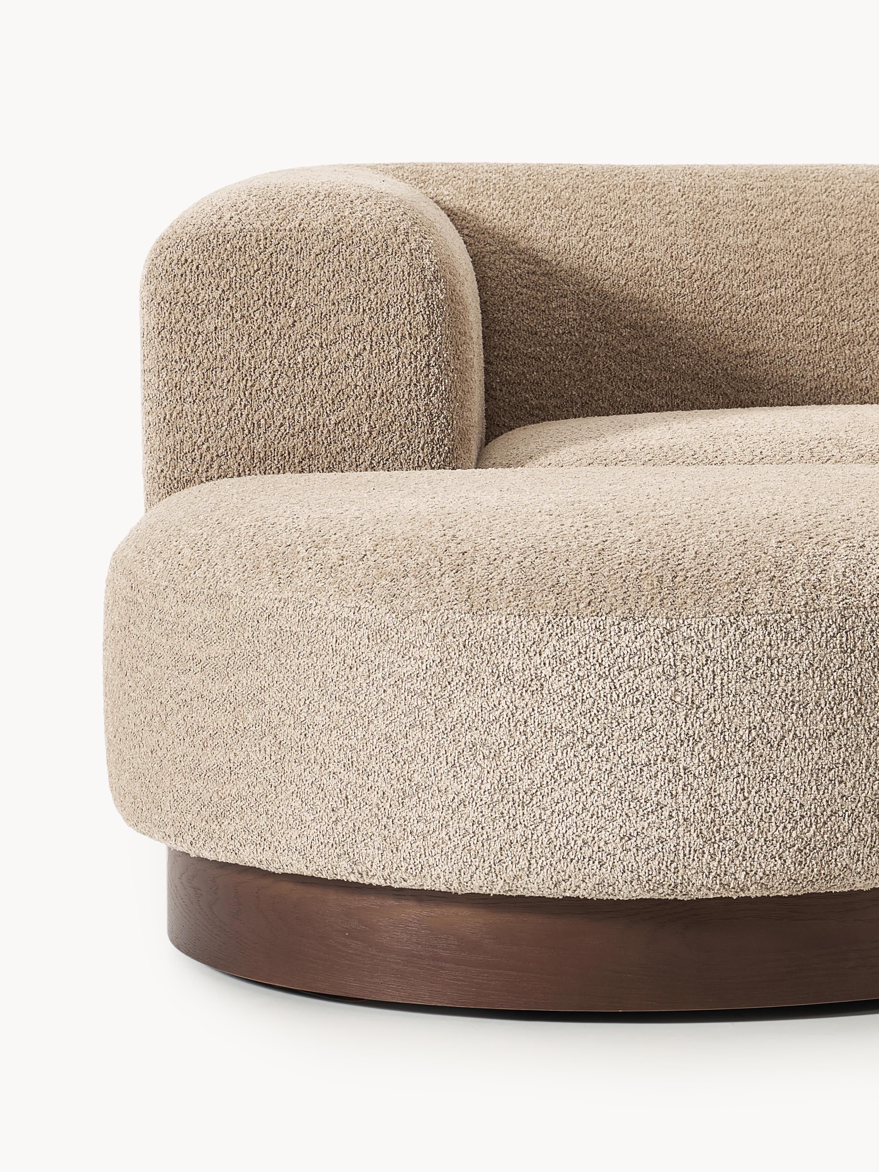 Modulaire bank Natalie (3-zits) uit teddy-bouclé met poef (links/rechts)