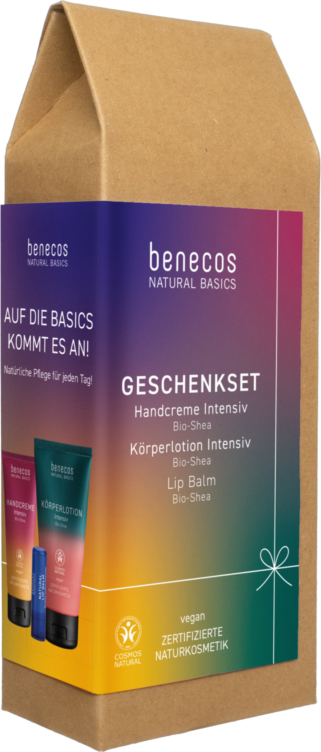 benecos  Natural Basics Geschenkset Intensiv - Handcreme, Körperlotion & Lipbalm