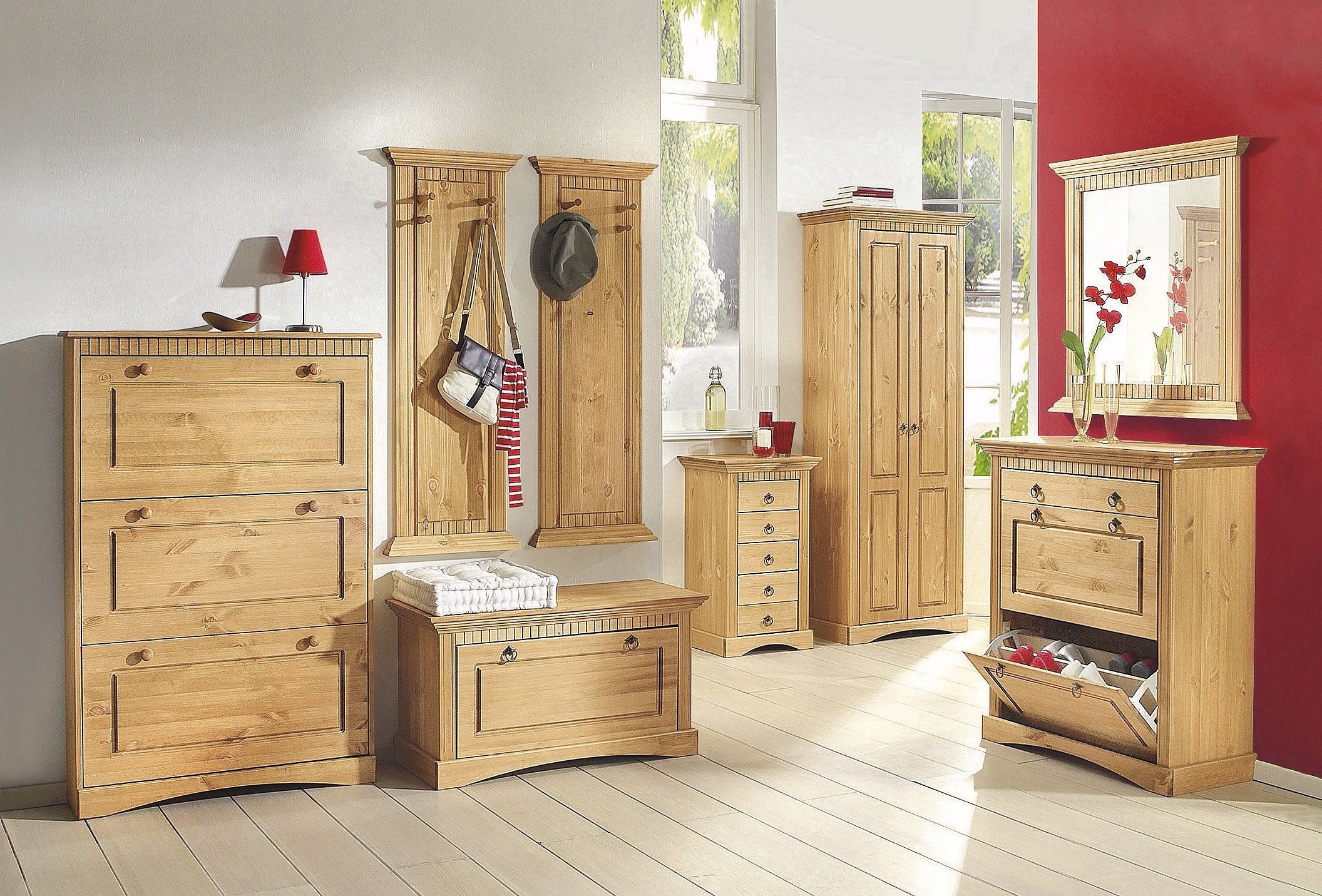 Home affaire Garderobenschrank »Rustic« aus massiver Kiefer, Breite 71 cm, Kassettenoptik