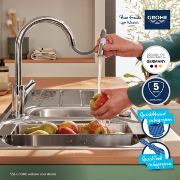 Grohe Keukenmengkraan Start Edge Hoge Uitloop Uittrekbare Mousseur Chroom