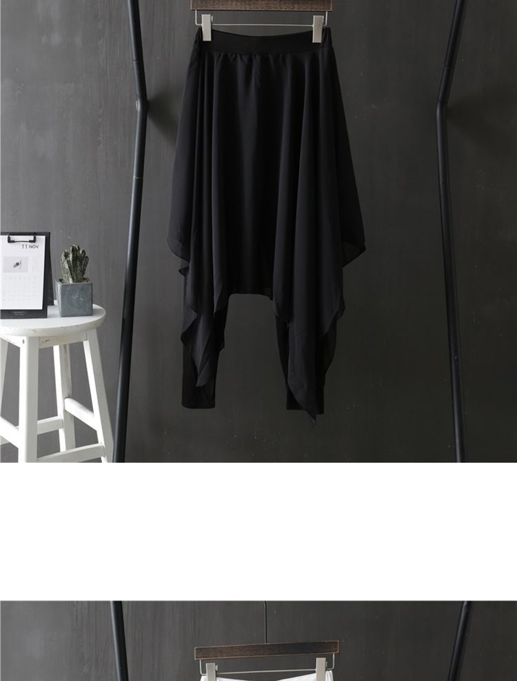 Faiar - Elastische taille, effen asymmetrische rokoverlay, dansbroek